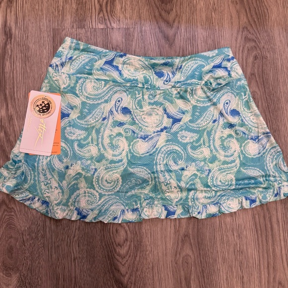 Gottex Large turquoise paisley golf / tennis skirt - Picture 3 of 7